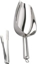 OUNONA Ice Scoops and Tongs Food Grade Stainless Steel Shovel Tong for Tea Coffee Flour Soybeans Scoop