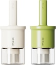 YARRAMATE 2pcs 300ml / 10oz Oil Dispenser with Brush - Glass Oil Dispenser for Kitchen with Silicone Heat Resistant Brush for Oil and Sauce Cooking BBQ Grill Frying - White&Green
