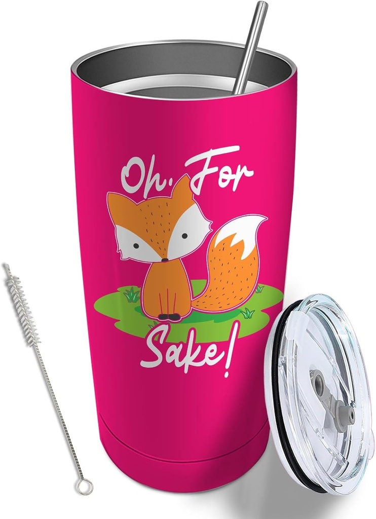 Oh! For Fox Sake Tumbler Coffee Tumbler 20 oz Tumbler with Lid and Straw Insulated Tumblers Stainless Steel Tumblers