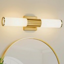 Bathroom Light Fixtures, 2-Light Vanity Lights for Mirror with Milk Glass Shade, Brushed Gold Wall Sconces Up and Down Wall Lamp for Bathroom Bedroom Hallway, VL834-BG-ML