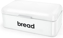 P&P CHEF Bread Box(16.5" x 9"), Teal Bread Bin For Kitchen Counter, Storage Loaf/Doughnut/Cake/Biscuit/Baked Goods, Smooth Surface &Sturdy Handle & Air Holes, White