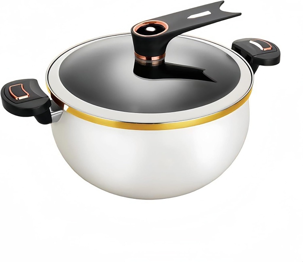 Micro Pressure Crock Pot, 2025 New Kitchen Vacuum Micro Pressure Stock Pot,Non-Stick Multi-Function Micro Pressure Cooking PotGas Stove/Open Fire Induction Universal,White