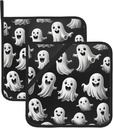 Funny Halloween Pot Holders Set of 2 Kitchen Decors Heat Resistant Potholder Cotton Lining Oven Hot Pads for Cooking Baking Microwave Oven End Dishes BBQ