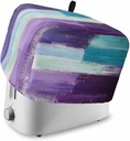 Turquoise Purple Small Toaster Cover 2 Slice, Kitchen Appliance Covers with Pocket & Loop, Modern Oil Painting Abstract Geometric Bread Machine Covers Dust & Fingerprint Protection