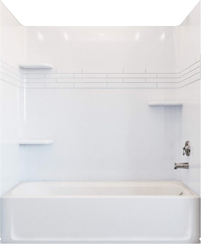 Mustee 680WHT TOPAZ 60-in x 30-in Premium Fiberglass Bathtub Wall, White