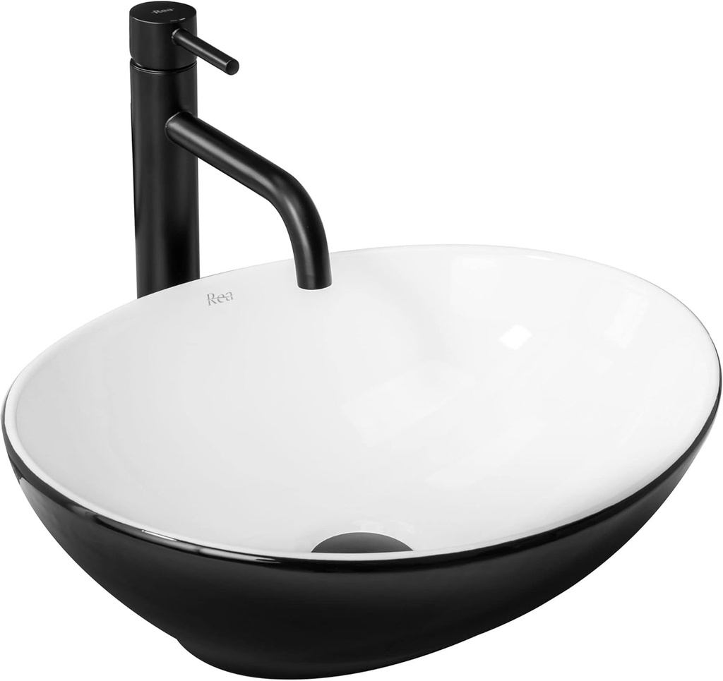 Rea Sofia White Black Bathroom Sink 410 x 345 x 150 mm Ceramic (Black/White)