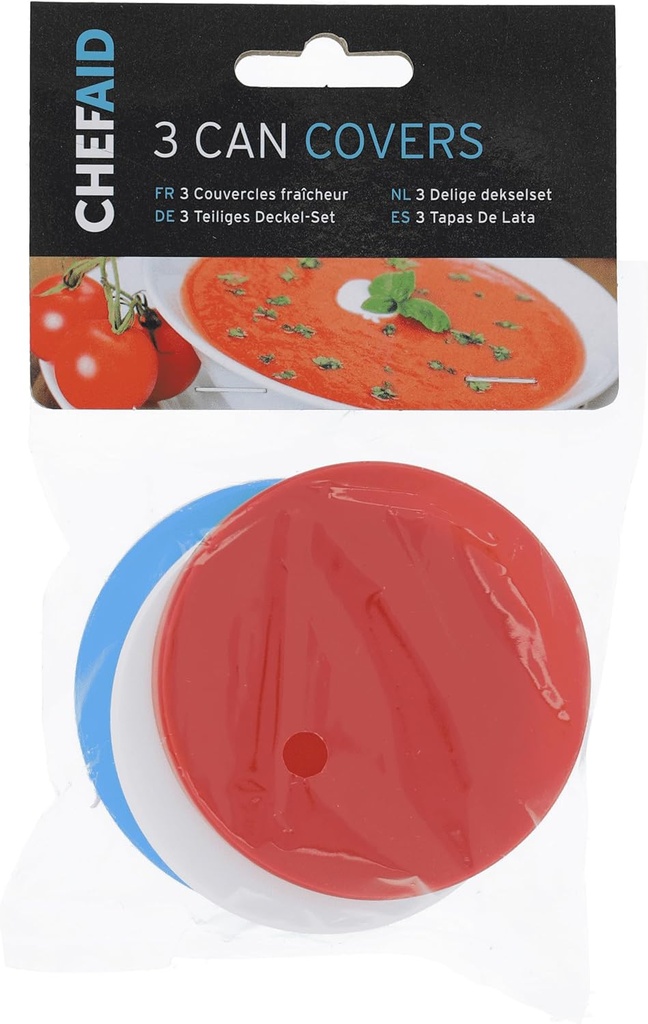 Chef Aid Standard Tin Can Covers, Set of 3 Can Covers, Perfect for Sealing and Keep remaining Content Fresh After Being Opened, Ideal for use with Pet Food