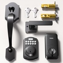 TEEHO Keyless Entry Door Lock Deadbolt with Handle Set, Electronic Digital Smart Locks Set for Front Door with 2 Keys, Easy to Install Keypad Deadbolt, Auto Lock - Matte Black