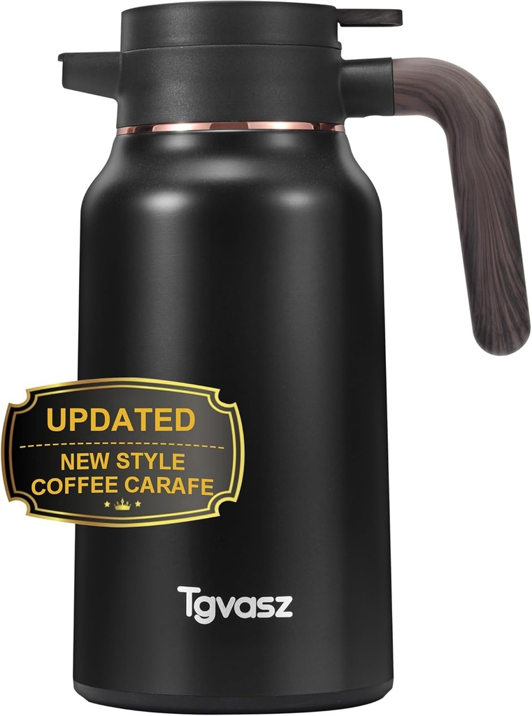 Thermal Coffee Carafe 70 oz - 36 Hour Hot Stainless Steel Carafes for Hot Liquids-Insulated Coffee Carafes For Keeping Hot/Cold Coffee, Tea, Water,Milk, Creamer Dispenser for Coffee Bar(Black)