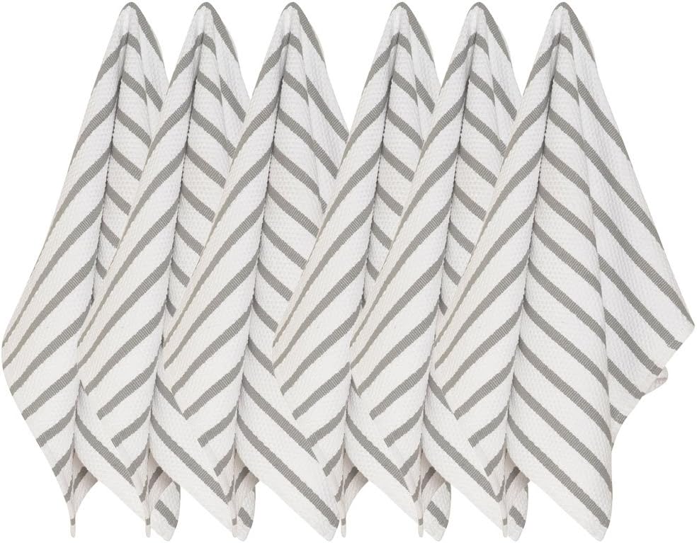 Now Designs Basketweave Kitchen Towel London Gray Stripe, Set of 6 140422