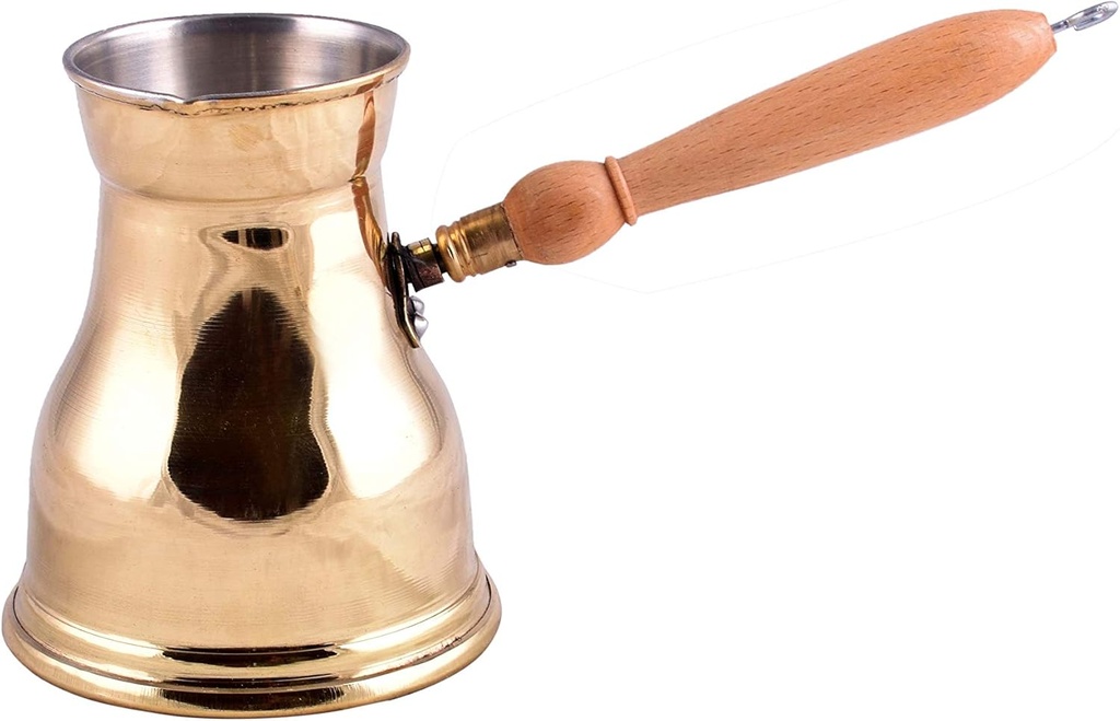 Turkish Arabic Coffee Pot - Stove-top Coffee Maker with Wooden Handle, 15.2Oz