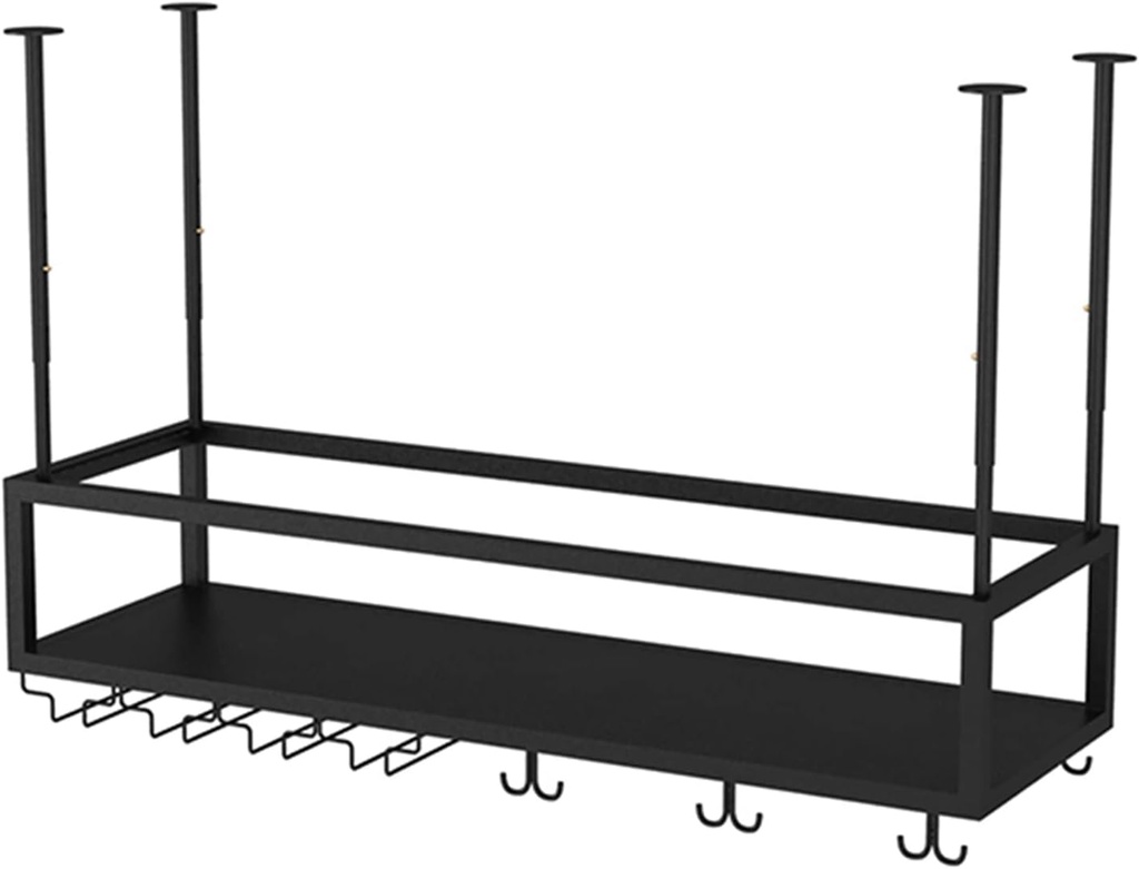 Hanging Wine Rack with Glass Goblet Holder, Adjustable Metal Ceiling Wine Rack for Bar Cellar Kitchen Display Rack, Wine Bottle Rack (Size : 100x25cm(39x10inch))