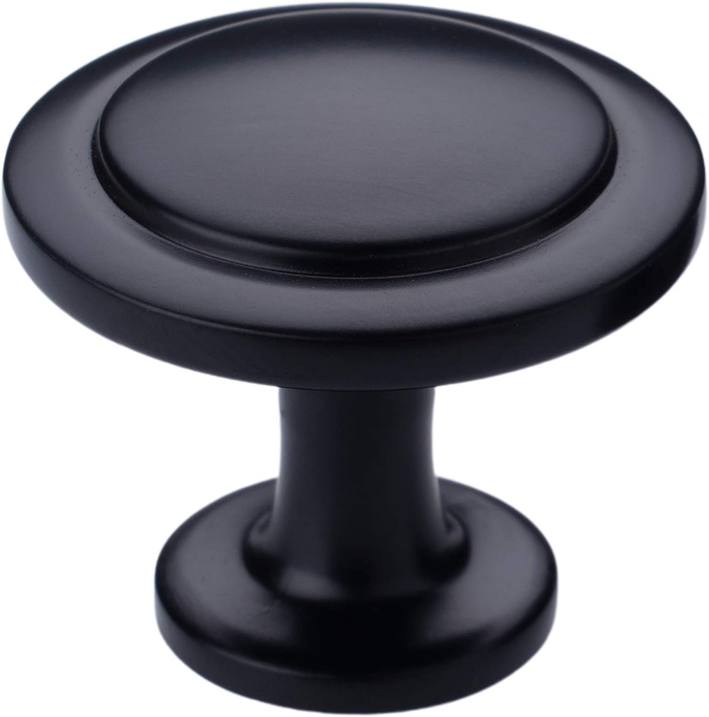 DecoBasics Cabinet Hardware Mushroom Knob (1-¼ Inch, Pack of 25), Kitchen Cabinet Knob, Zinc Cabinet Pull Knobs for Kitchen Cabinet, Dresser and Drawer (Flat Black)