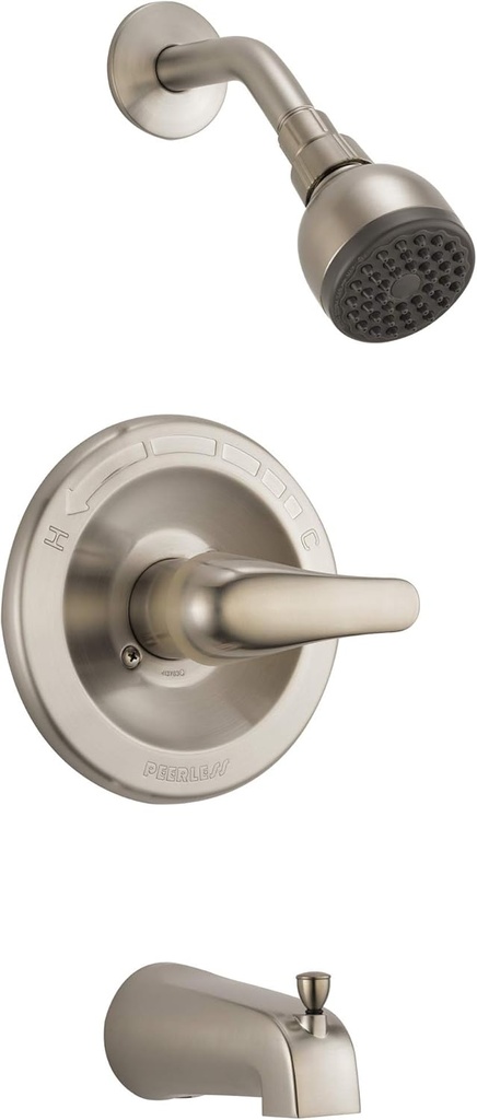 Peerless Classic Single-Function Tub and Shower Trim Kit with Single-Spray Shower Head, Brushed Nickel PTT188753-BN (Valve Not Included)