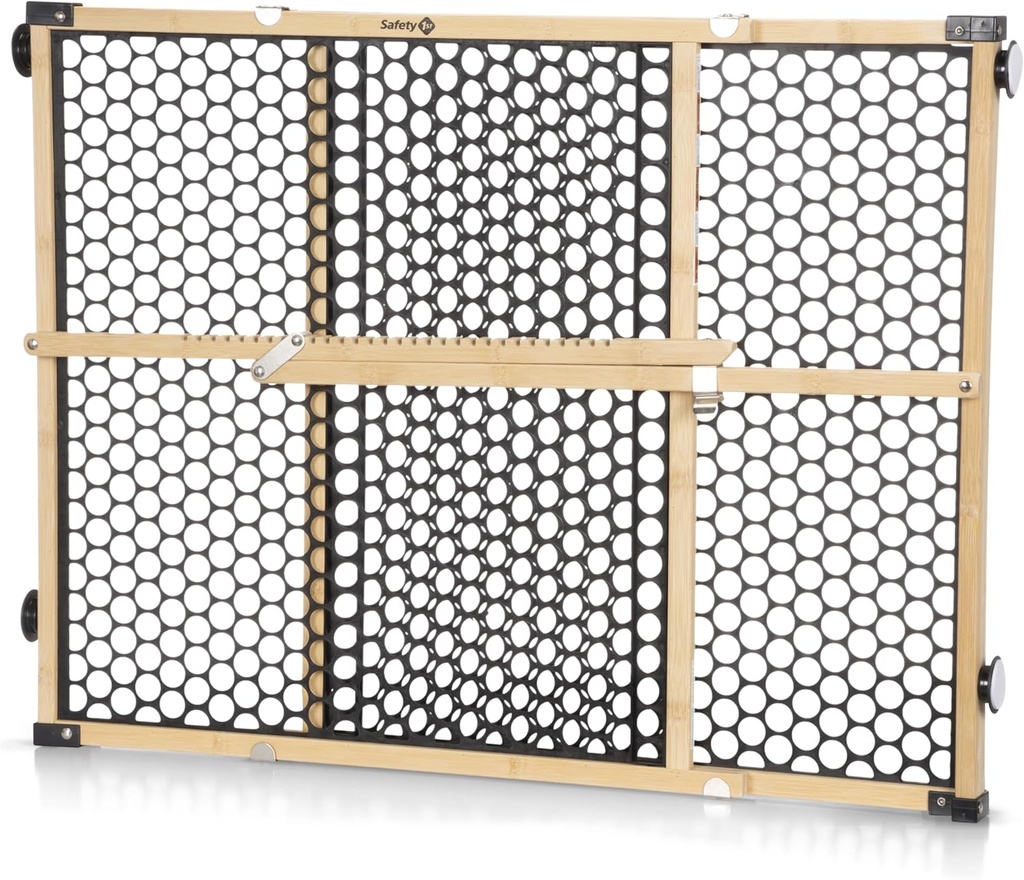 Safety 1st Bamboo Baby Gate for Doorways, No Drill Gate with Door, Dog Gates, Fits 28"-42", 24" High, Bamboo and Black