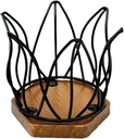 Decorative Mug Shape Coffee Pods Stand Delicate Coffee Pods Basket Iron Wire Storage Tray with Wood Base Kitchen Decors