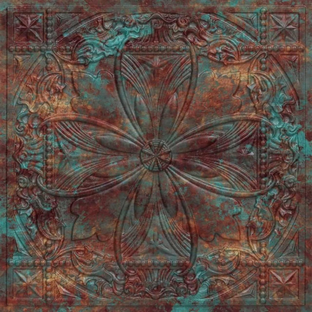 From Plain To Beautiful In Hours 337rp-24x24-10 Helena PVC 2' x 2' Lay-in or Glue-up Ceiling Tile (Covers / 40 sq.ft), Rustic Patina, 10