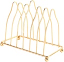 Garneck Metal Dish Rack with Drainboard and Pot Lid Holder - Gold Iron Plate Holder for Kitchen Countertop Storage and Drying over Sink Organizer for Plates Bottles and Cutting Boards