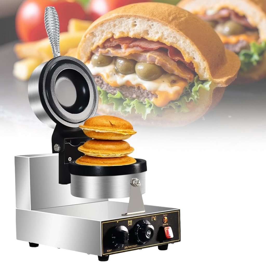 Commercial Gelato Panini Press Non Stick Coated,UFO Burger Maker,Ice Cream Filling Waffle Maker,Dual-Sided Heating,50-300℃ Temperature Adjustable,Non Coated, Household Or Commercial