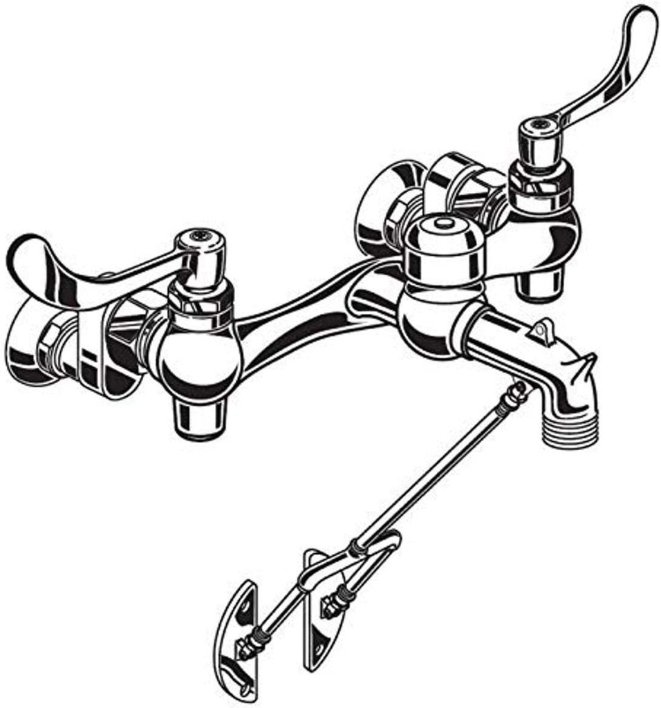 American Standard 8355110.002 Service Sink Faucet with Bottom Brace, Vacuum Breaker Spout, Supply Stops, Offset Shanks, 6-Inch