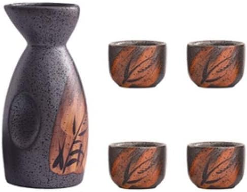 5-part Handpainted Ceramic Sake Set, Japanese Sake Mug Warm Wine Pot Traditional Cooks Wine Glasses Crafting Gift