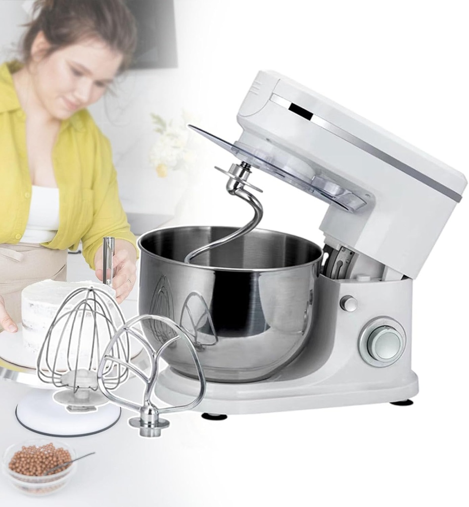 Dough Blender Stand Mixer, Baking Blender, With Dough Hook And Stainless Steel Egg Basket And Mixing Paddle, For Birthday Parties, Business Team Building, Wedding Venues, Fast Food Restaurants,White