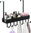 Pool Towel Rack with Shelf, Wall Mount Towel Hooks Towel Holder Carbon Steel Hanger Organizer Indoor Outdoor with 8 Hooks for Towels Robes Coats Bathroom Pool Home Hotel Spa