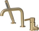 Gold Roman Tub Faucet With Sprayer,Deck Mount Tub Faucet With Sprayer,High Flow 3-Holes Single-Handle Widespread Brass Rotatable Bathtub Filler With Hand Shower Brushed Gold,5Y4MK