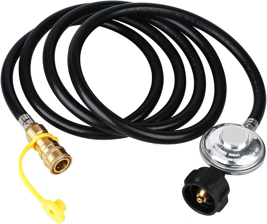 8ft F271803 Propane Adapter Hose Compatible with Mr Heater F271803 Big Buddy Indoor Outdoor Heater, Propane Regulator Hose and 3/8 inch Female Quick Connect for Most Gas Grill, Fire Pit