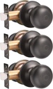 GOBEKOR Passage Door Knobs Oil Rubbed Bronze Interior Door Knob for Closet Doors, Keyless Stainless Steel Passage Knobs, 3 Pack
