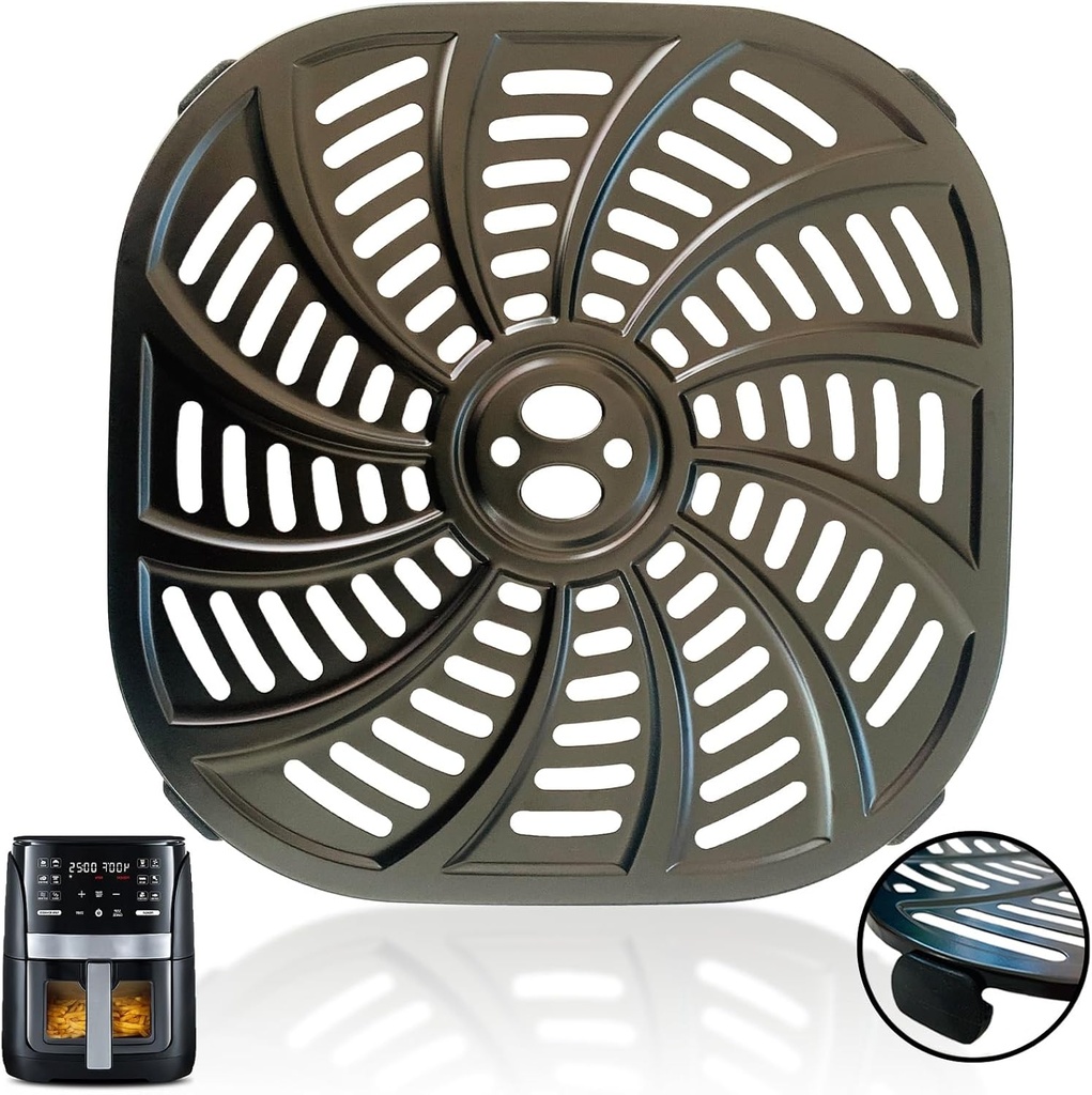 6QT Square Air Fryer Replacement Rack for Gourmia GAF616 Air Fryers, Upgraded Air Fryer Grill Crisper Plate Pan Tray Insert Grate Grid Shelf for Gourmia 6QT Air Fryer, Nonstick, Dishwasher Safe