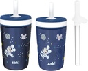 Zak Designs Disney Mickey Mouse Kelso Tumbler Set, Leak-Proof Screw-On Lid with Straw, Bundle for Kids Includes Plastic and Stainless Steel Cups with Bonus Sipper (3pc Set, Non-BPA)