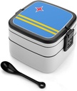 Aruba Flag Stackable Bento Box for Adults Double Layer Lunch Boxes Set with Spoon And Invisible Handle