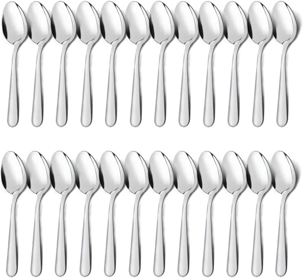 Unokit Dinner Spoons Set Silverware - 24-Piece (6.7 inch) Stainless Steel Spoon, Dessert, Table, Silverware Spoons Only for Home, Kitchen or Restaurant - Mirror Polished, Dishwasher Safe