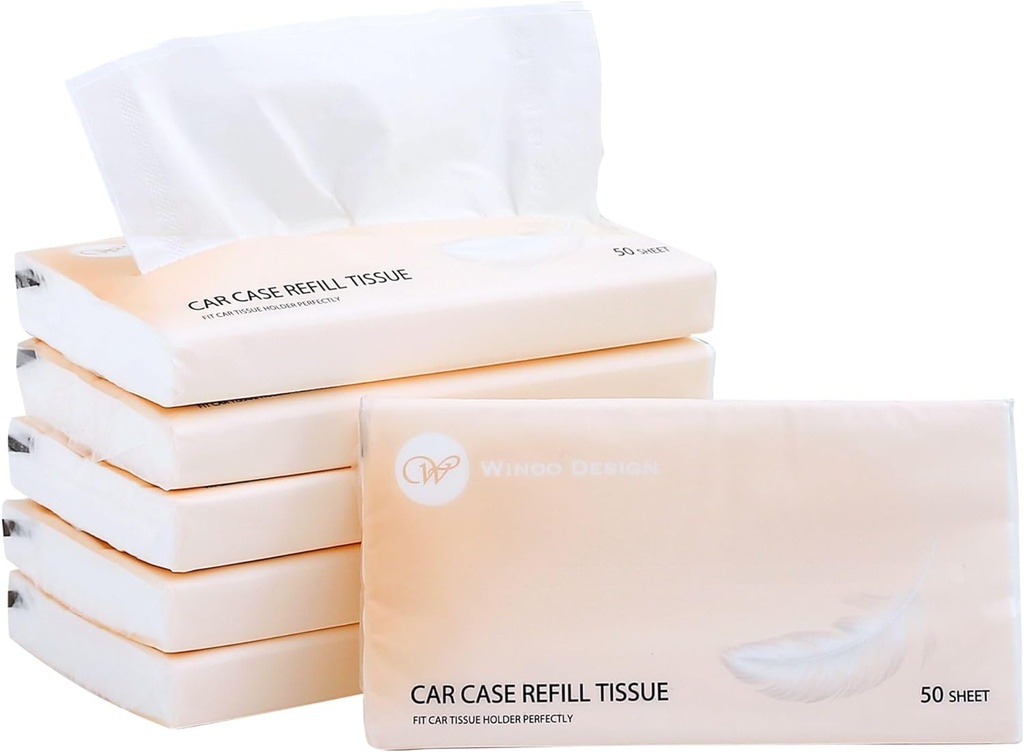 Car Tissue Refills 300 Sheets Facial Tissues Refills for Car Visor Tissue Holder, Travel Tissue Tubes Box Container Perfect Fit for Car Cup Holder