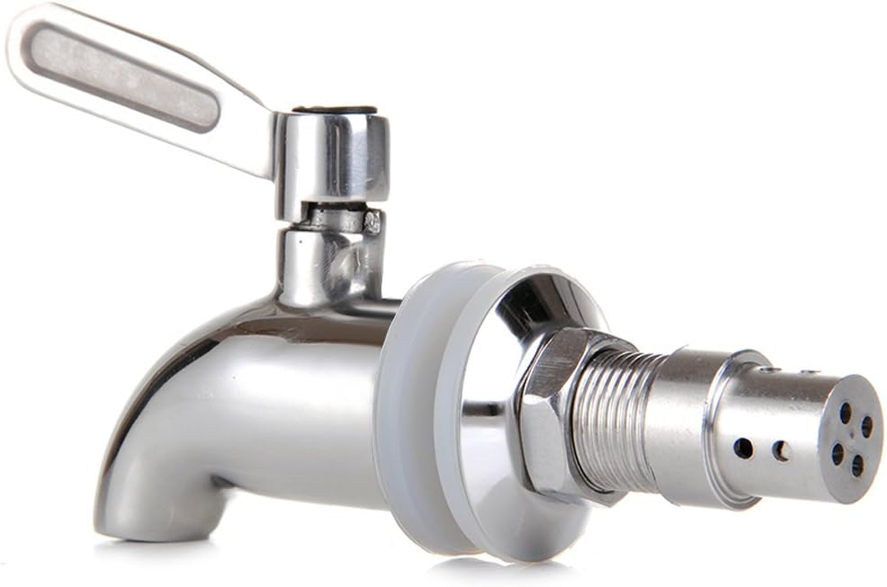 Replacement Spigot Spout for Beverage Dispenser, Solid Stainless Steel Water Dispenser Replacement Faucet with Anti-Clogging Cap Polished Finished