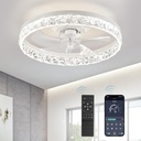 LEDIARY 20" Modern Ceiling Fans with Lights and Remote, Dimmable Low Profile Ceiling Fan, Flush Mount Ceiling Fan, Stepless Color Temperature Change and 6 Speeds - White