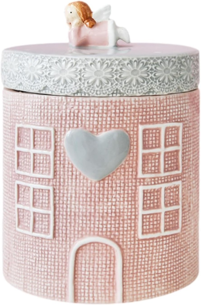 Generic Ceramic Kitchen Canister Cookie Jar Tea Jar Coffee Food Storage Container Sealed Coffee Canister Round for Tea Snacks Nuts, Angel