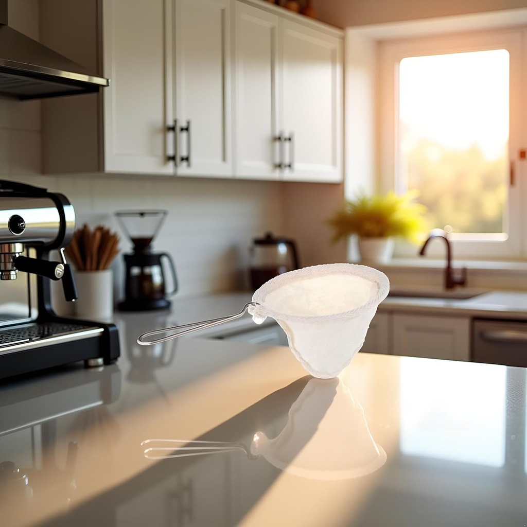 White Flannel Cloth Coffee Filter Strainers Reusable Flannel Coffee Dripper with Stainless Steel Handmade Accessories Reusable Coffee Filters Coffee Filters Machine Accessories