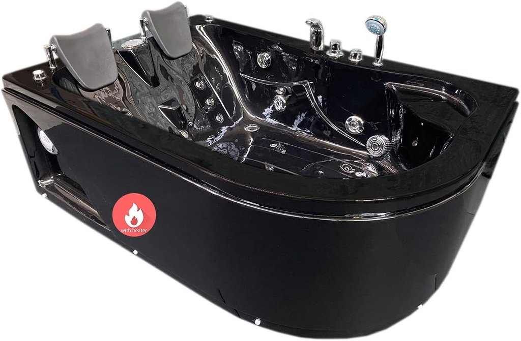 Whirlpool Bathtub Hot Tub Massage 2 Persons Hydrotherapy Black Havana + Heater