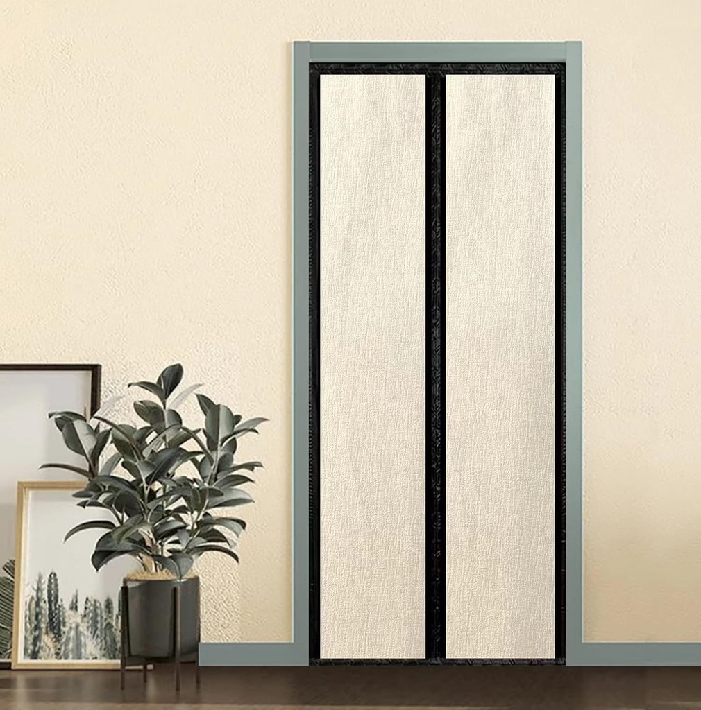 Insulated Door Screen, Blackout Curtains Magnetic Thick Fabrics Thermal Door Screen Self-Closing Privacy Door Curtain for Air Conditioner Room, Bedroom-Hands Free, Fit Doors Size Up to 34" x 80"
