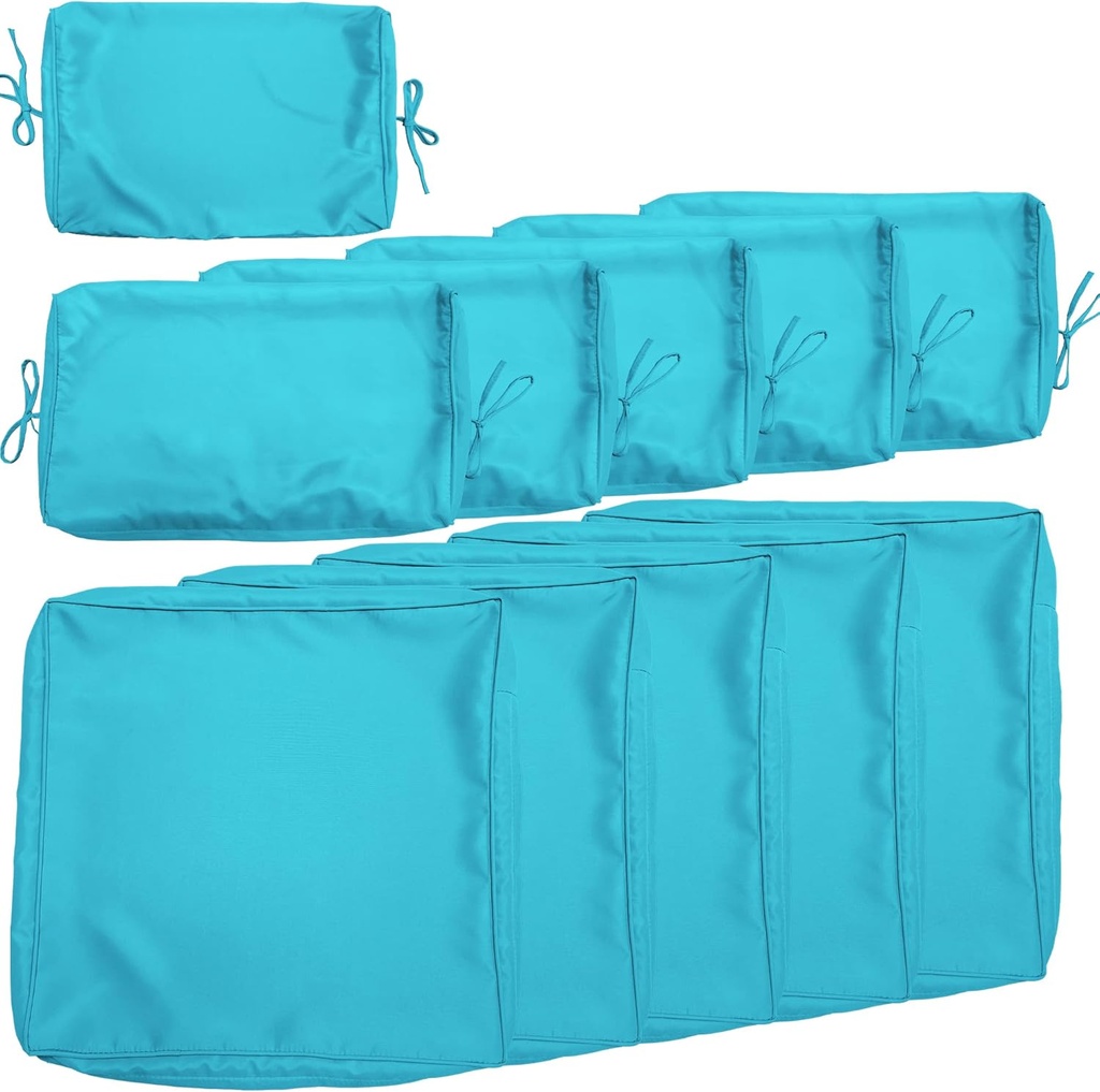 Outdoor Patio Cushion Covers Replacement, Outdoor Cushion Slipcovers for Outdoors Furniture Patio Sofa Couch Outside Zipper Design w/5 Seat Cushion Covers and 6 Backrest Pillow Covers(Blue)