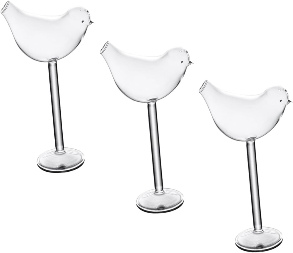 Ciieeo 3Pcs Creative Bird Shaped Wine Glasses Unique Cocktail Goblets Elegant Glassware for Sparkling Wine Decorative Drinkware for Parties