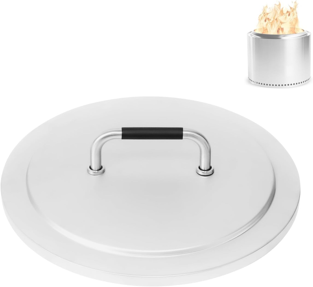 Fire Pit Lid Accessory for Solo Stove Bonfire 2.0, 19.5 Inch 304 Stainless Steel Fire Pits Round Cover Lid with Heat Resistant Handle for Solo Stove Bonfire and Other 19.5" Outdoor Firepit Accessory