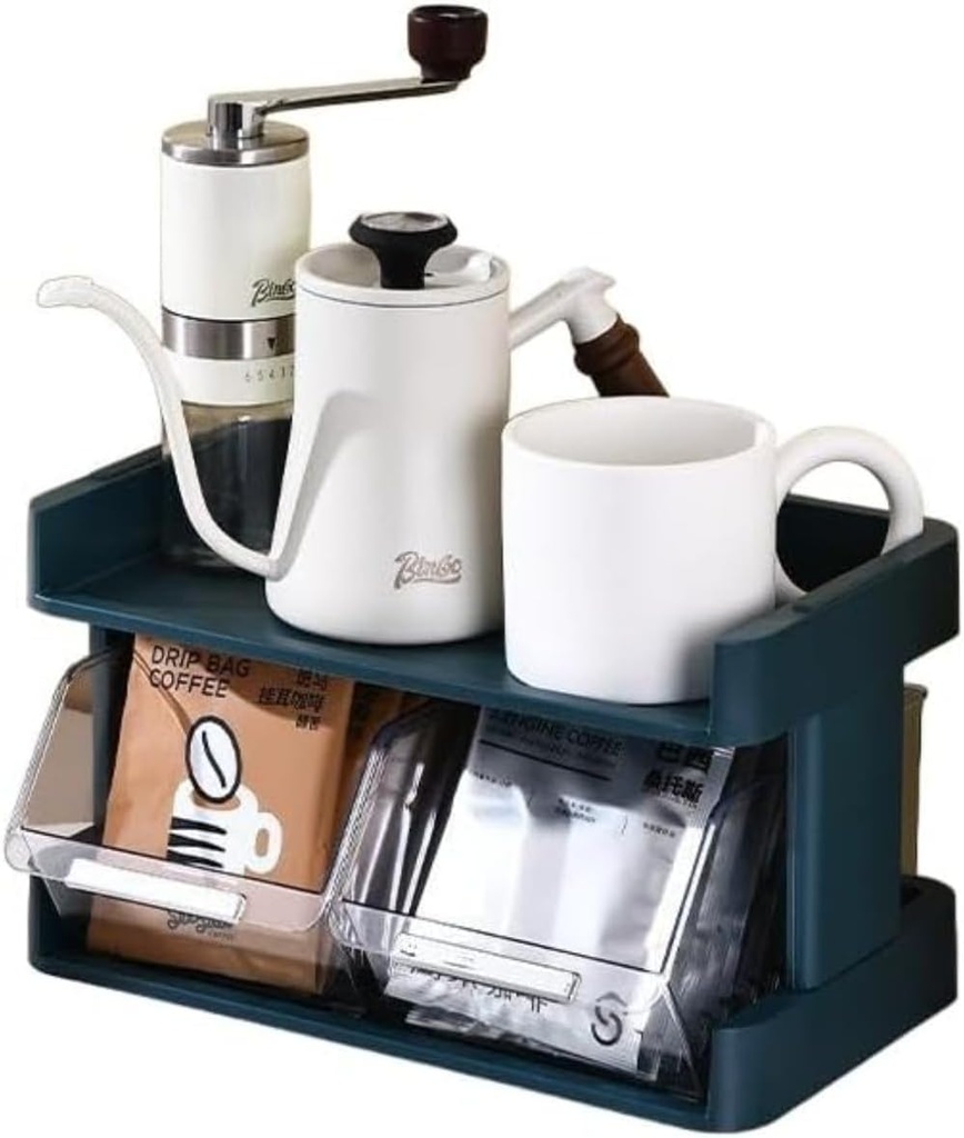 Coffee Pod Rack 2/3/4 Layers Plastic Coffee Capsule Holder Storage Box Drawer Space Saving Stylish Storage Suitable for Home, Coffee Shop, Bar, etc. (4 Layers , Dark Green ) ( Dark Green 2 Layers )