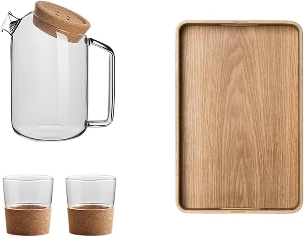 Water Carafe Iced Tea Pitcher High Temperature Resistant Glass Cold Kettle Living Room Water Cup teapot Set Lemon Cold Kettle Home Large Capacity tie Pot Drink Pitcher Water Jar, Medium