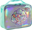 Decorably Insulated Holographic Mermaid Lunch Box for Girls with Seashell PVC and Sequins Design, Easy-to-Clean Mermaid Lunchbox for Girls with Mesh Pocket Inside