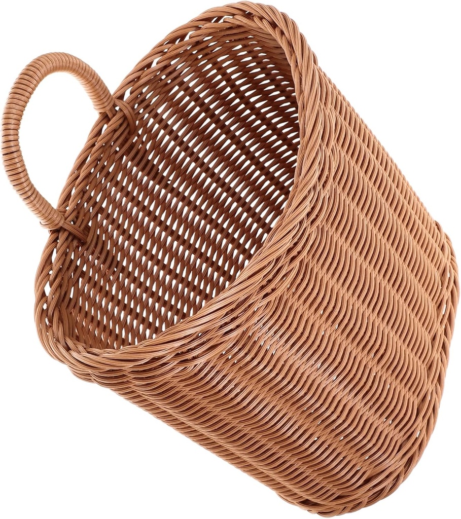 OUNONA Woven Hanging Basket for Kitchen Storage Elegant Wall Mounted Sundries Basket for Onions Ginger Garlic Eggs Home Decor present Option