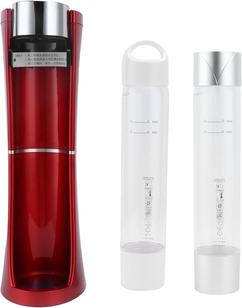 Portable Sparkling Water Maker, Stainless Steel Soda Machine for Coffee Shop and Home Use, One Button Operation, Detachable Water Box, Red