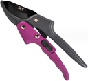 Premium 8 inch garden clippers, 3 Times Easy to Work, Arthritis Weak Hand Snips (Pulley lever -pruners- Purple)